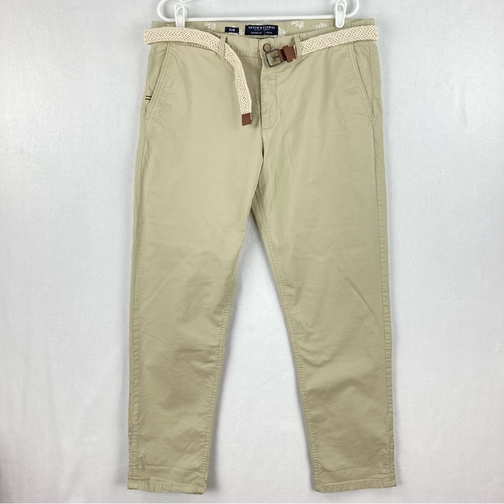 Denim & Flower Men’s Chino Pants Size 36 Slim fit Stretch NWT With Aut Tag